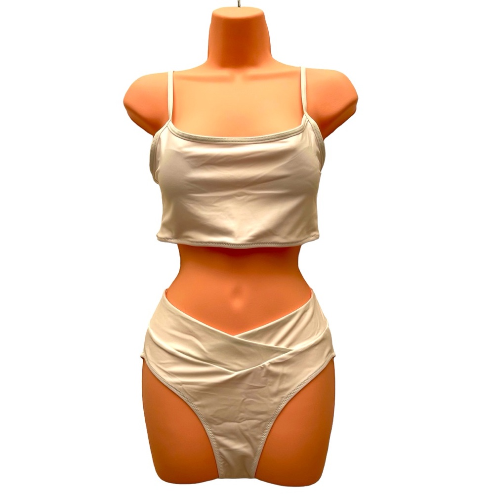 NWT women’s two piece white swimsuit size S